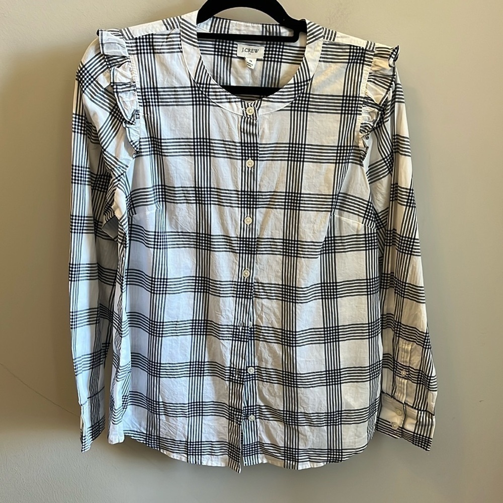 J. Crew Factory Ruffle Button Down Shirt Reimagined Spring ‘23 NWT